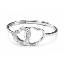 Anel Coração Entrelaçado Ajustável em Prata 925 com Zircónias Romanely