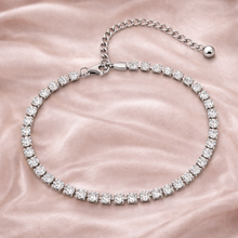 Tornozeleira Strass Prateada com Zircónias em Aço Inoxidável Romanely