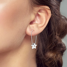 Brincos de Prata S925 Estrela com Zircônia Pendente Longo Minimalista Romanely