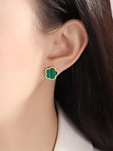 Brincos Flor Verde em Aço Inoxidável Romanely