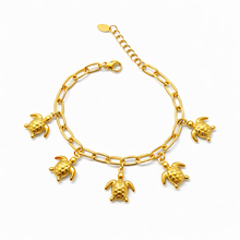 Pulseira Corrente Dourada com Tartarugas em Aço Inoxidável Romanely