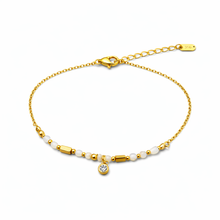 Pulseira Dourada Delicada Branca com Zircónia em Aço Inoxidável Romanely