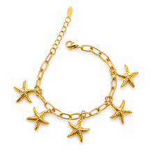 Pulseira Corrente Dourada com Estrelas do Mar em Aço Inoxidável Romanely