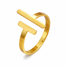 Anel Paralelo Dourado em Aço Inoxidável