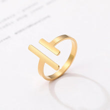 Anel Paralelo Dourado em Aço Inoxidável