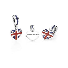 Pingente Encanto Coração Grã-Bretanha S925 Charm Romanely