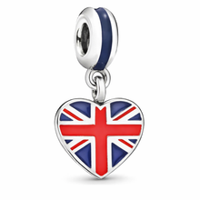 Pingente Encanto Coração Grã-Bretanha S925 Charm Romanely