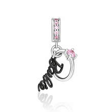 Pingente Encanto Anel com Zircónias Rosa S925 Charm Romanely