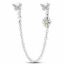 Pingente Encanto Corrente Borboletas e Girassol S925 Charm Romanely