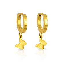 Brincos Dourados Huggie Borboleta em Aço Inoxidável Romanely