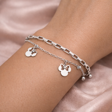 Pulseira Prateada Dupla Ícone com Laço em Aço Inoxidável Romanely