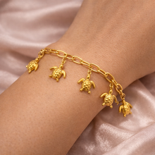 Pulseira Corrente Dourada com Tartarugas em Aço Inoxidável Romanely