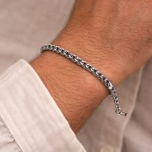 Pulseira Prateada Maculina Hip Hop em Aço Inoxidável Romanely