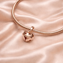 Pingente Encanto Rosê Sino Coração S925 Charm Romanely