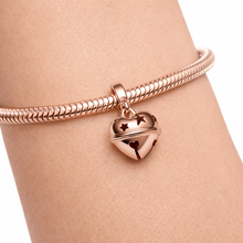 Pingente Encanto Rosê Sino Coração S925 Charm Romanely