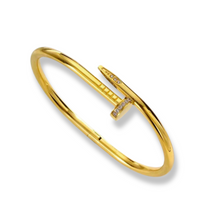 Bracelet Prego Dourada em Aço Inoxidável com Zircónias