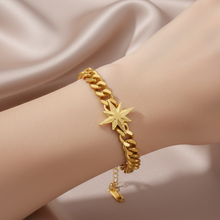 Pulseira Dourada de Elo Estrela Aço Inoxidável Romanely