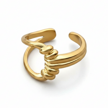 Anel Ajustável Dourado Ruched em Aço Inoxidável Romanely