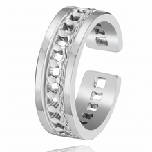 Anel Ajustável Prateado Corrente Imperial em Aço Inoxidável Romanely