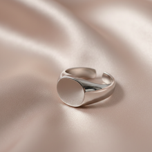 Anel Ajustável Prateado Sinete em S925 Romanely