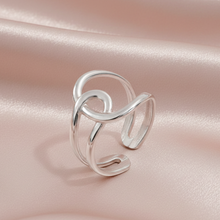 Anel Ajustável Prateado Fluidez em Aço Inoxidável Romanely