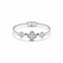 Bracelet Prateada com Trevo Branco com Zircónias em Aço Inoxidável Romanely