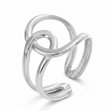 Anel Ajustável Prateado Fluidez em Aço Inoxidável Romanely