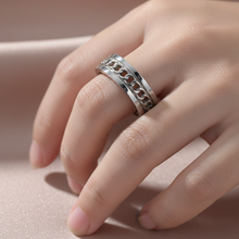 Anel Ajustável Prateado Corrente Imperial em Aço Inoxidável Romanely