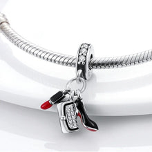 Pingente Encanto Batom, Bolso e Salto com Zircónias S925 Charm Romanely