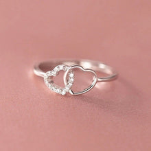 Anel Coração Intrelaçado Ajustável em Prata 925 com Zircónias Romanely