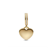 Pingente Encanto Coração Dourado com Zircónias S925 Charm Romanely