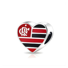 Pingente Encanto Coração Flamengo S925 Charm Romanely