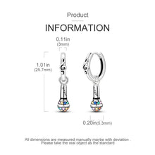 Brincos de Prata 925 Microfone Musical com Zircônias Coloridas Romanely