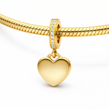 Pingente Encanto Coração Dourado com Zircónias S925 Charm Romanely