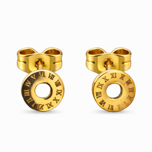 Brincos Dourados Círculo Romano em Aço Inoxidável Romanely