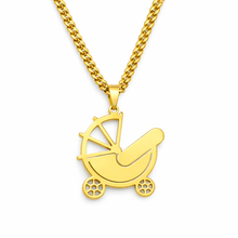 Colar Carrinho de Bebé Dourado em Aço Inoxidável Romanely