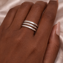 Anel Ajustável Prateado Triplo Rústico em Aço Inoxidável Romanely