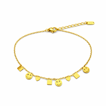Pulseira Dourada Coração e Smile Fina em Aço Inoxidável Romanely
