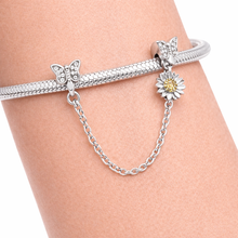Pingente Encanto Corrente Borboletas e Girassol S925 Charm Romanely