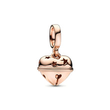 Pingente Encanto Rosê Sino Coração S925 Charm Romanely