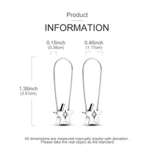 Brincos de Prata S925 Estrela com Zircônia Pendente Longo Minimalista Romanely