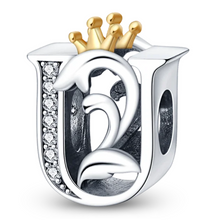 Pingente Encanto Letra U com Zircónias S925 Charm Romanely