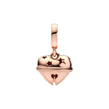 Pingente Encanto Rosê Sino Coração S925 Charm Romanely