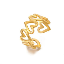 Anel Corações Dourado em Aço Inoxidável